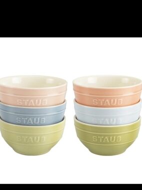 Staub Ceramic 6-pc 4.75-inch Small Universal Bowl Macaron Pastel Colors¹Elevat